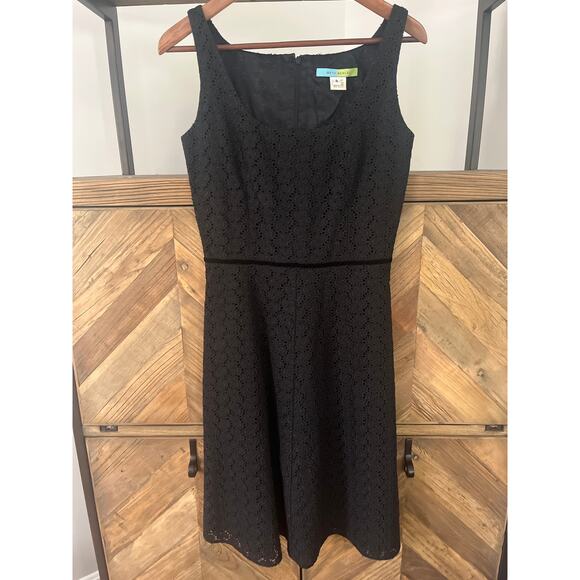 Beth Bowley Black Eyelet Fit and Flare Mini Dress Sz 4 - Picture 1 of 6